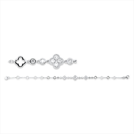 Armband 18 kt WG, mit ZÖ 15,2 cm + 16,5 cm, 20 Brill. 0,74 ct, TW-si, 3 Princ. 0,08 ct, TW-vsi