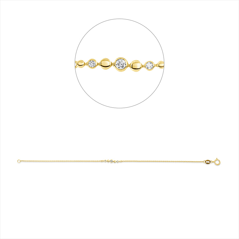 Armband 18 kt GG, 3 Brill. 0,06 ct, TW-si