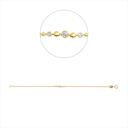 Armband 18 kt GG, 3 Brill. 0,06 ct, TW-si