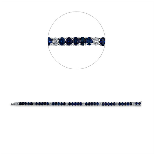 Armband 18 kt WG, 8 Brill. 1,87 ct, TW-si, 37 Saphire 13,16 ct blau