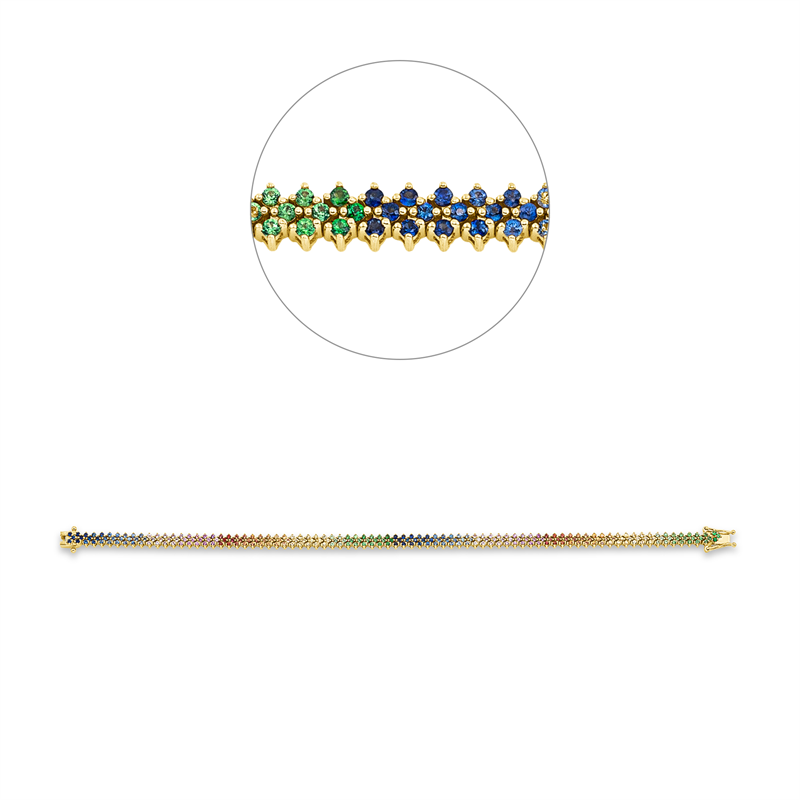 Armband 18 kt GG, 246 Saphire 2,64 ct fancy