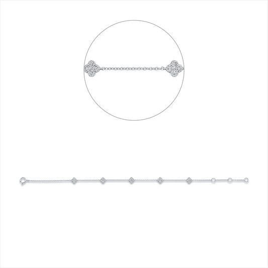 Armband 18 kt WG, mit ZÖ 15 cm + 16 cm, 25 Brill. 0,31 ct, W-si