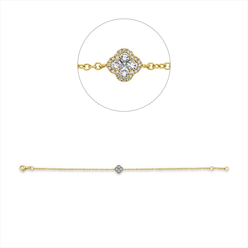 Armband 18 kt GG, mit ZÖ 16 cm, 4 Brill. 0,18 ct, TW-si, 1 Princ. 0,02 ct, TW-si, 24 Brill. 0,03 ct, TW-si