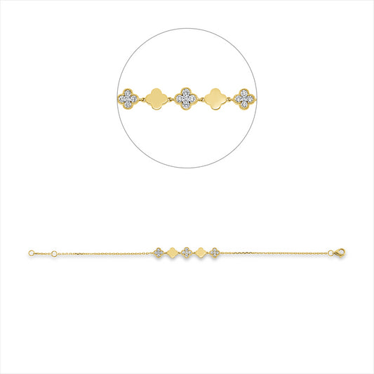 Armband 18 kt GG, Fassung rhodiniert, 4 Brill. 0,16 ct, TW-si, 8 Brill. 0,27 ct, TW-si, 3 Brill. 0,02 ct, TW-si