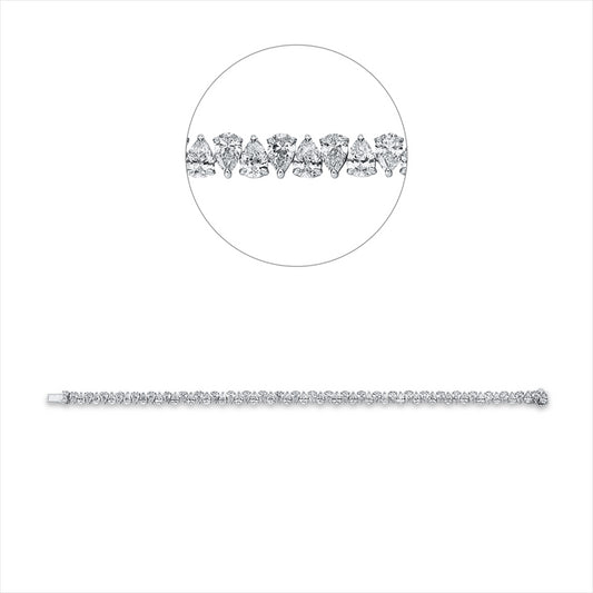 Armband 18 kt WG, 60 Tropfen 9,16 ct, D/F-vvs, 3 Brill. 0,02 ct, TW-vvs