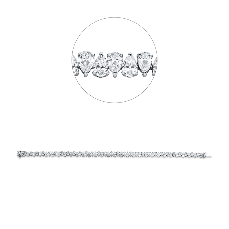 Armband 18 kt WG, 60 Tropfen 9,16 ct, F-vvs, 3 Brill. 0,02 ct, TW-vvs