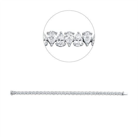 Armband 18 kt WG, 60 Tropfen 9,16 ct, F-vvs, 3 Brill. 0,02 ct, TW-vvs