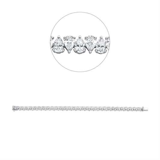 Armband 18 kt WG, 60 Tropfen 9,16 ct, F-vvs, 3 Brill. 0,02 ct, TW-vvs
