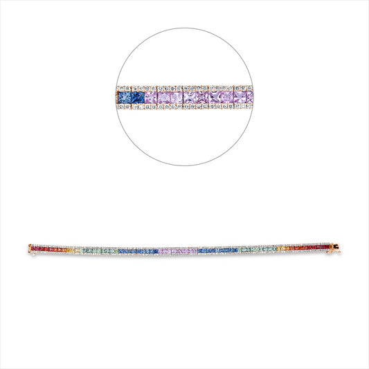 Armband 18 kt RG, 272 Brill. 1,63 ct, F-si, 68 Saphire 7,94 ct fancy