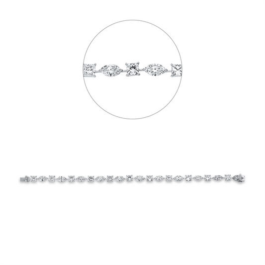 Armband 18 kt WG, 11 Princ. 5,79 ct, F-vvs, 11 Nav. 5,76 ct, TW-vvs, 3 Brill. 0,03 ct, TW-vsi/si