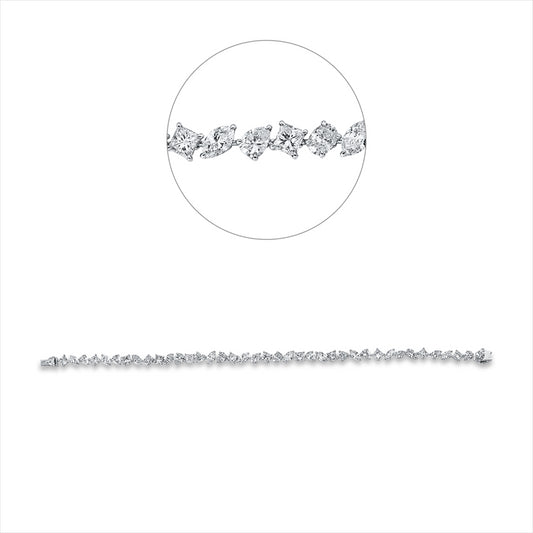 Armband 18 kt WG, 10 Trop 2,18 ct, 12 Prin. 2,91 ct, 2 Ov 0,45 ct, 13 Nav. 2,94, 3 Herz 0,60 ct