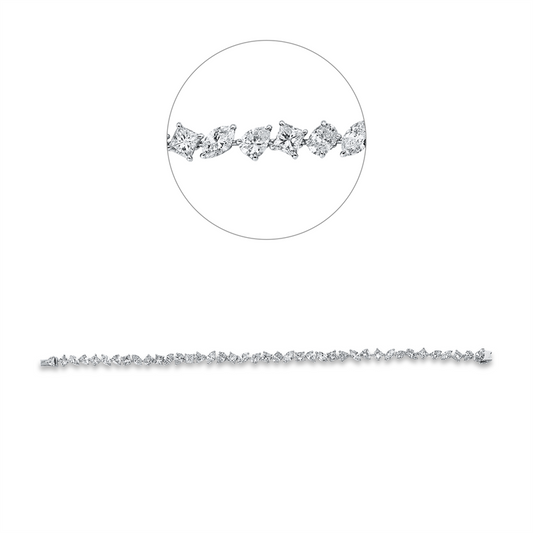 Armband 18 kt WG, 40 Fantasie-Schliff 9,08 ct,  TW-si/pi
