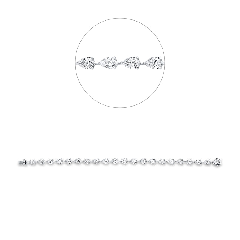 Armband 18 kt WG, 21 Tropfen 10,66 ct, D-F-vsi, 3 Brill. 0,03 ct,D- F-vsi