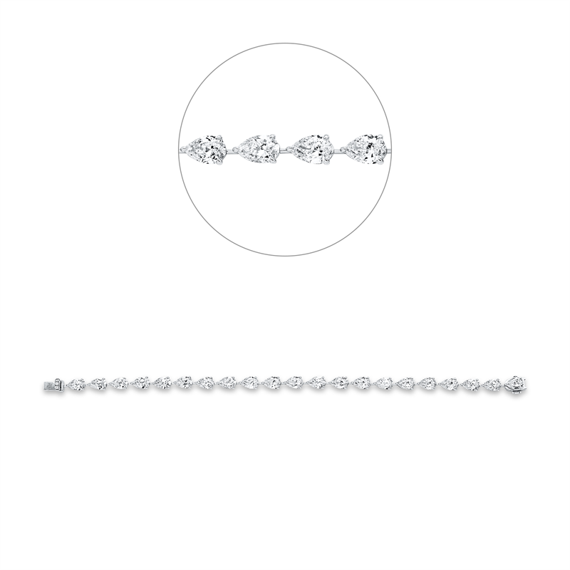 Armband 18 kt WG, 21 Tropfen 10,66 ct, F-vsi, 3 Brill. 0,03 ct, F-vsi