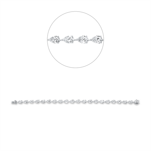 Armband 18 kt WG, 21 Tropfen 10,66 ct, F-vsi, 3 Brill. 0,03 ct, F-vsi