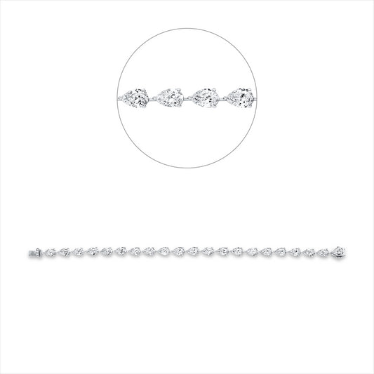 Armband 18 kt WG, 21 Tropfen 10,66 ct, D/F-vsi, 3 Brill. 0,03 ct, D/F-vsi