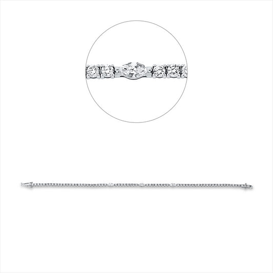 Armband 18 kt WG, 3 Nav. 0,50 ct, TW-si, 67 Brill. 2,37 ct, TW-si