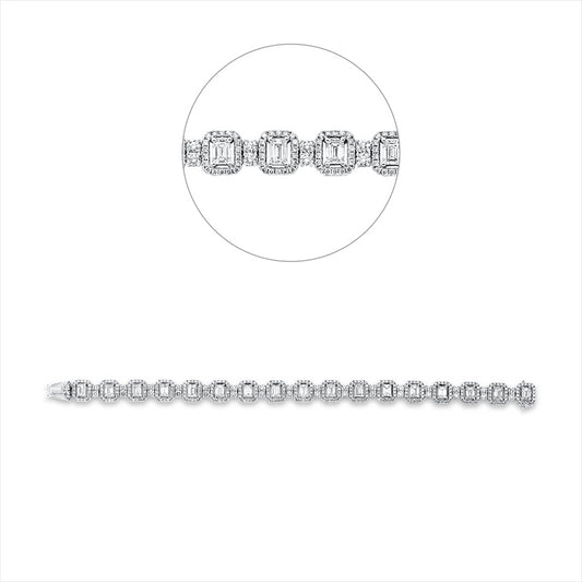 Armband 18 kt WG, 17 Sm.schliff 5,24 ct, TW-vsi, 340 Brill. 3,55 ct, TW-vsi