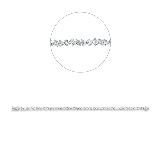 Armband 18 kt WG, 14 Oval 1,85 ct, TW-si, 13 Tropfen 1,68 ct, 13 Sm.schliff 2,57 ct, 13 Nav. 1,31 ct