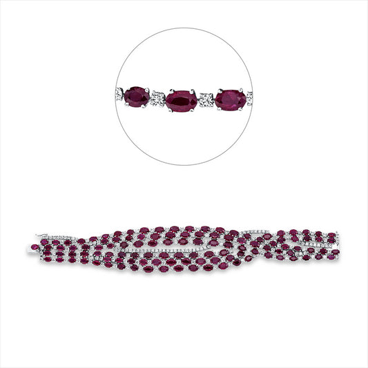 Armband 18 kt WG, 176 Brill. 8,65 ct, TW-vsi, 113 Rubine 46,11 ct rot