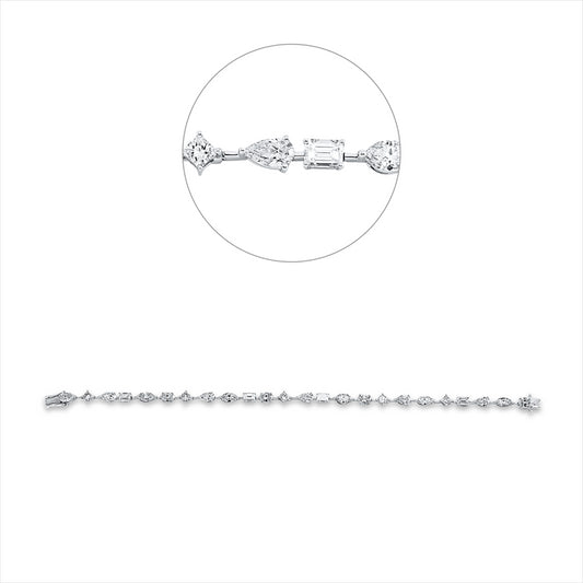 Armband 900 Pt Platin, 24 Fant-Schl 5,32 ct, TW-si