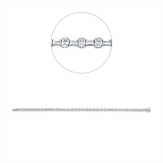 Armband 18 kt WG, 36 Bag. 0,96 ct, F-vsi, 36 Oval 2,23 ct, F-vsi