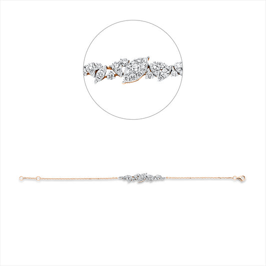 Armband 18 kt RG,10 Brill. 0,13 ct, TW-si, 14 Brill. 0,43 ct, TW-si, 5 Brill. 0,32 ct, TW-si, 10 Brill. 0,06 ct, TW-si