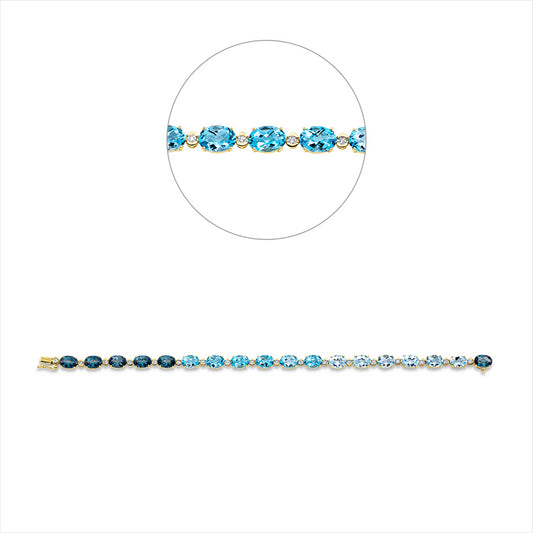 Armband 14 ktGG,18 Brill0,44ct,TW-si,6 Topase5,20ct blau,6 Topase 5,20ct sky,6 Topase5,20ct Lond