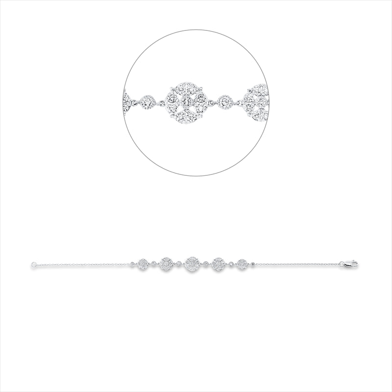 Armband 18 kt WG, 4 Brill. 0,15 ct, TW-si, 1 Brill. 0,02 ct, TW-si, 46 Brill. 0,71 ct, TW-si