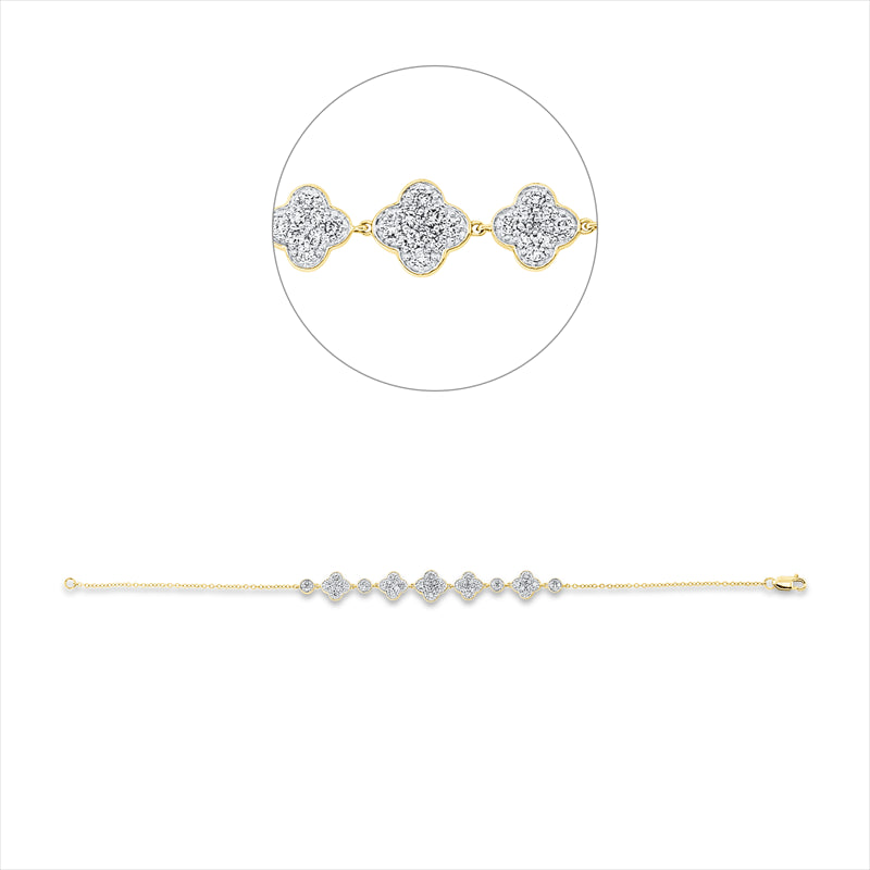 Armband 14 kt GG, Fassung rhodiniert, 25 Brill. 0,14 ct, TW-si, 40 Brill. 0,52 ct, TW-si