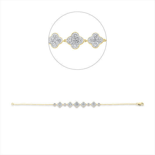 Armband 14 kt GG, Fassung rhodiniert, 25 Brill. 0,14 ct, TW-si, 40 Brill. 0,52 ct, TW-si