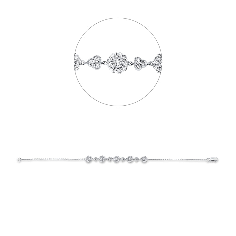 Armband 18 kt WG, 5 Brill. 0,17 ct, TW-si, 57 Brill. 0,71 ct, TW-si