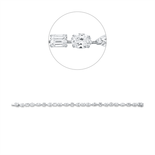 Arm 18 kt WG, 5 Sm.schliff 2,53 ct, 4 Na. 2,03 ct, 4 Ov 2,08 ct, 5 Tro 2,61 ct,5 Cush 2,58 ct, F-vvs