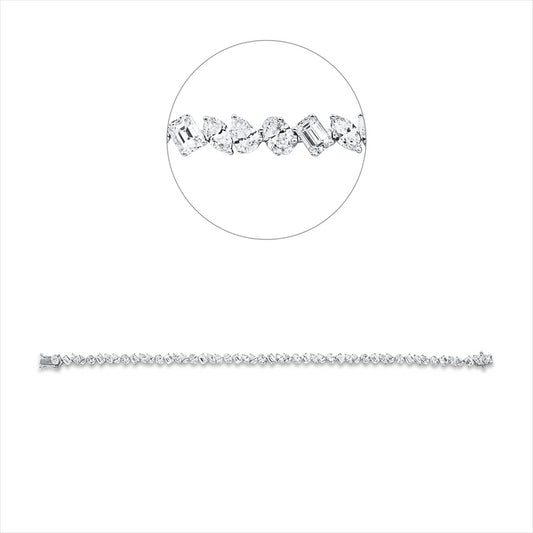 Armband 18 kt WG, 13 Sm.schliff 2,35 ct,13 Nav. 1,31 ct,13 Tropfen 1,33 ct,12 Oval 1,69 ct, TW-si