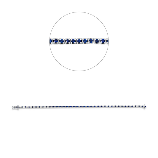 Armband 18 kt WG, 91 Saphire 1,33 ct blau