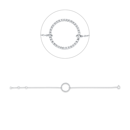Armband 18 kt WG, mit ZÖ 15,5 cm + 16,5 cm, 36 Brill. 0,19 ct, W-si