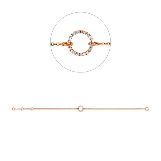 Armband 18 kt RG, mit ZÖ 15 cm + 16,5 cm, 22 Brill. 0,09 ct, TW-si