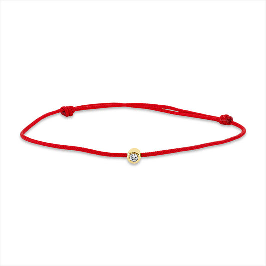 Armband 18 kt GG, rot cord 15,5-19,5cm, 1 Brill. 0,03 ct, W-si