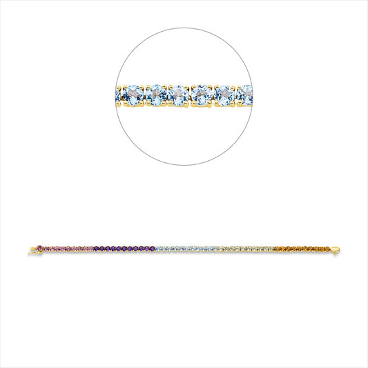 Armband 18 kt GG, 52 Farbsteine 6,10 ct multicolor