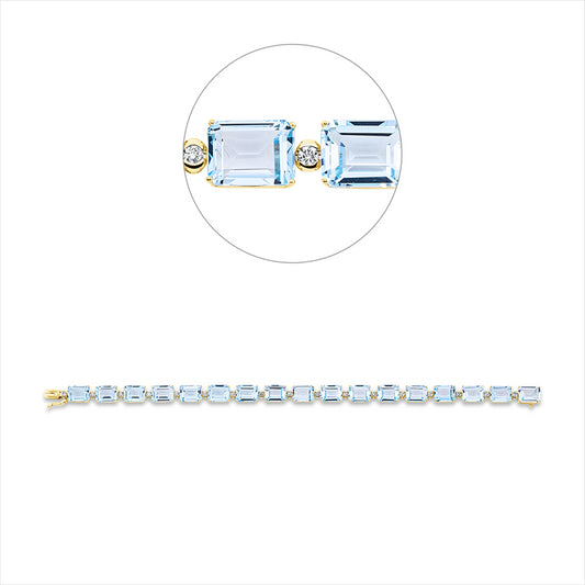 Armband 18 kt GG, 17 Brill. 0,48 ct, TW-si, 17 Topase 33,90 ct sky blue