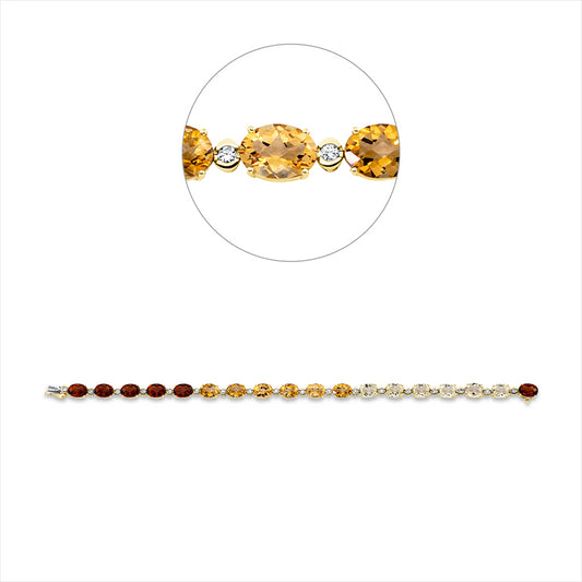 Armband 18 ktGG,18 Brill.0,44 ct,TW-si,6 Cit 4,30ct gelb,6 Quarz 4,60 ct orange, 6 Cit 4,30ct mandarin