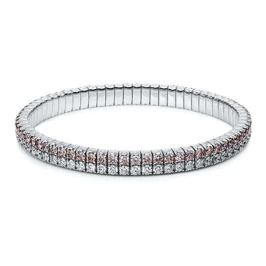 Armband 18 kt WG, Flex-Band, variabel, 86 Brill. 4,68 ct, TW-si, 86 Brill. 4,79 ct, braun