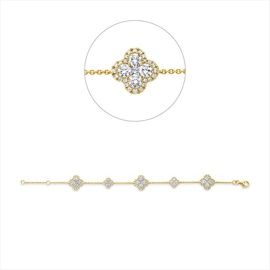Armband 18 kt GG, mit ZÖ 16 cm, 137 Brill. 3,45 ct, TW-si