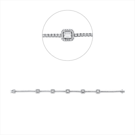 Armband 18 kt WG, 10 Bag. 0,60 ct, TW-si, 173 Brill. 1,51 ct, TW-si