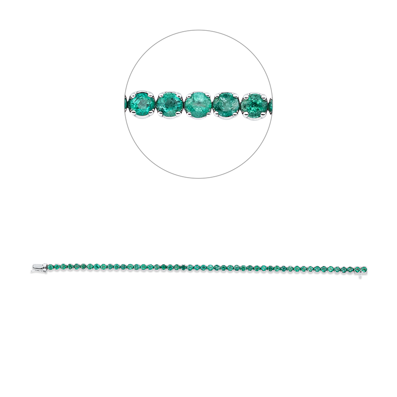 Armband 18 kt WG, 48 Smaragde 5,42 ct grün