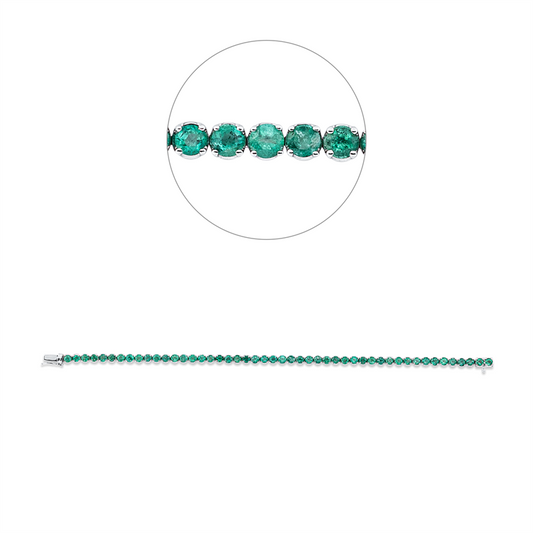 Armband 18 kt WG, 48 Smaragde 5,42 ct grün