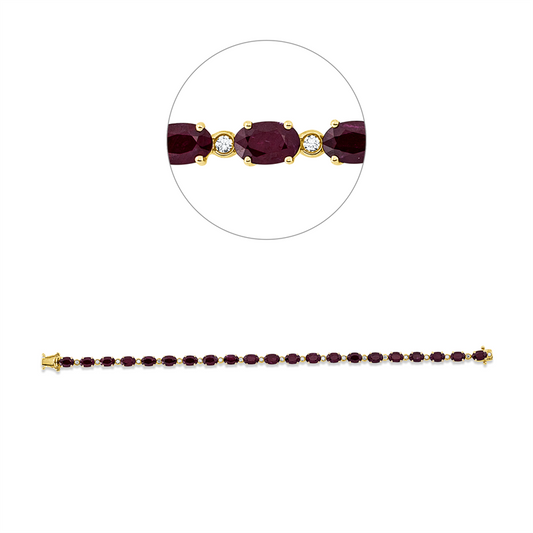 Armband 18 kt GG, 21 Brill. 0,39 ct, TW-si, 21 Rubine 11,74 ct rot