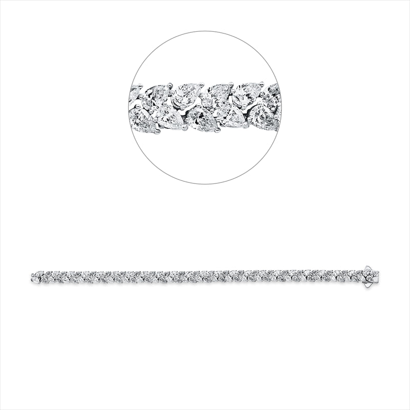 Armband 18 kt WG, 92 Tropfen 12,45 ct, F-vsi