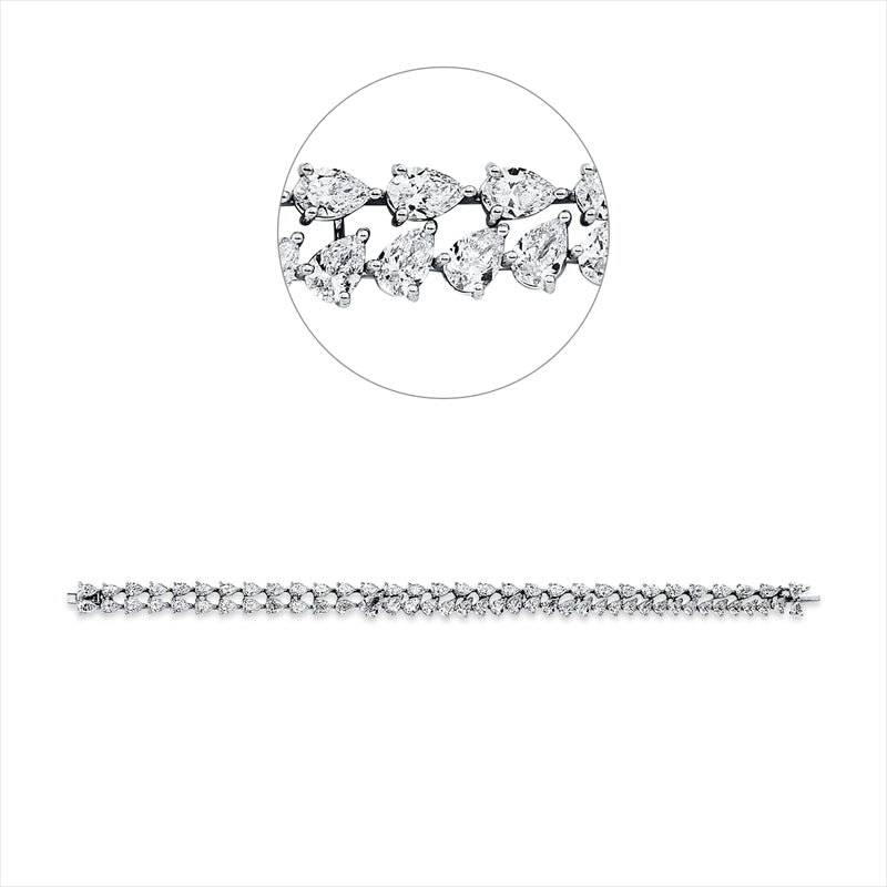 Armband 18 kt WG, 1 Tropfen 0,61 ct, F-vsi, 69 Tropfen 12,40 ct, F-vsi