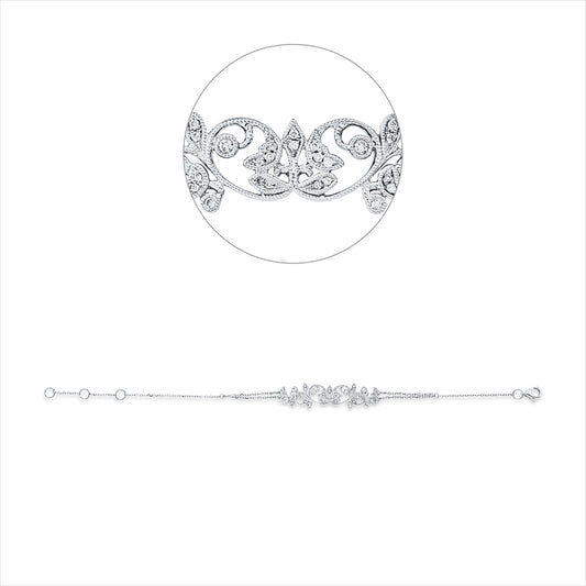 Armband 18 kt WG, mit ZÖ 15,3 cm + 16,5 cm, 38 Brill. 0,07 ct, TW-si, 8 Brill. 0,09 ct, TW-si